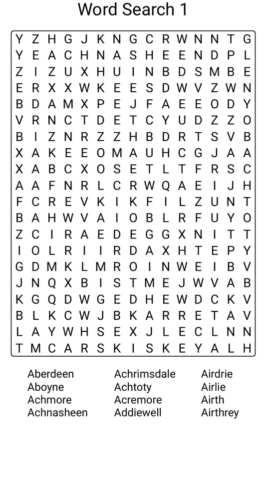 Scotland Word Search Collection 1,200 Scottish Places, Landmarks, Legends & More