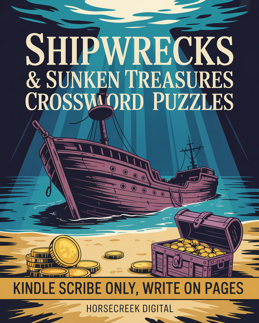 Kindle Scribe: Shipwrecks & Sunken Treasures Crossword Puzzles