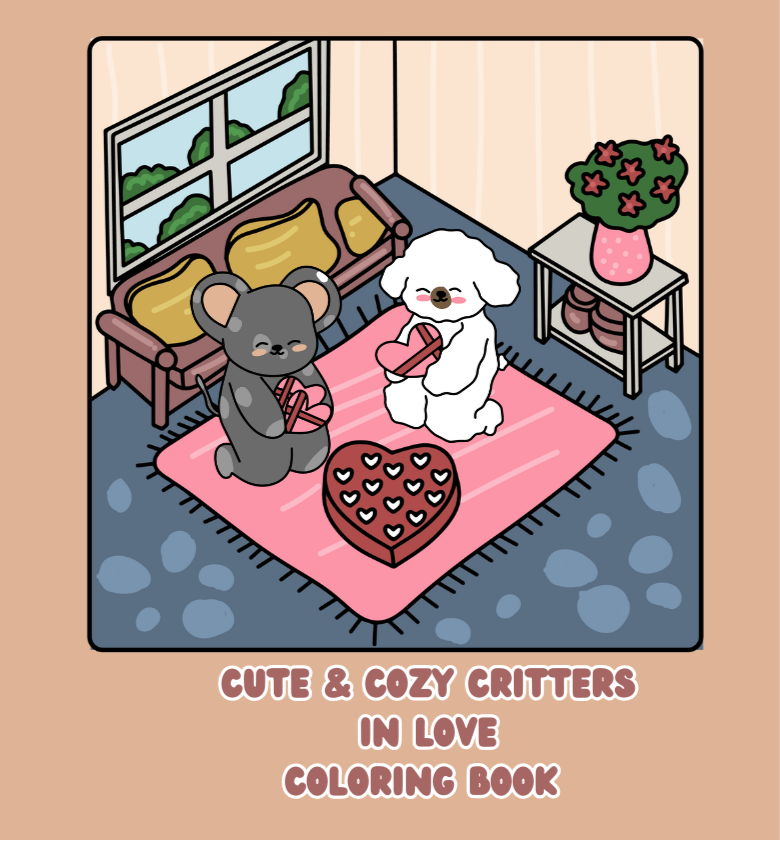 Cute and Cozy Critters in Love: Valentines Day/Bold and Easy/Coloring for teens and adults