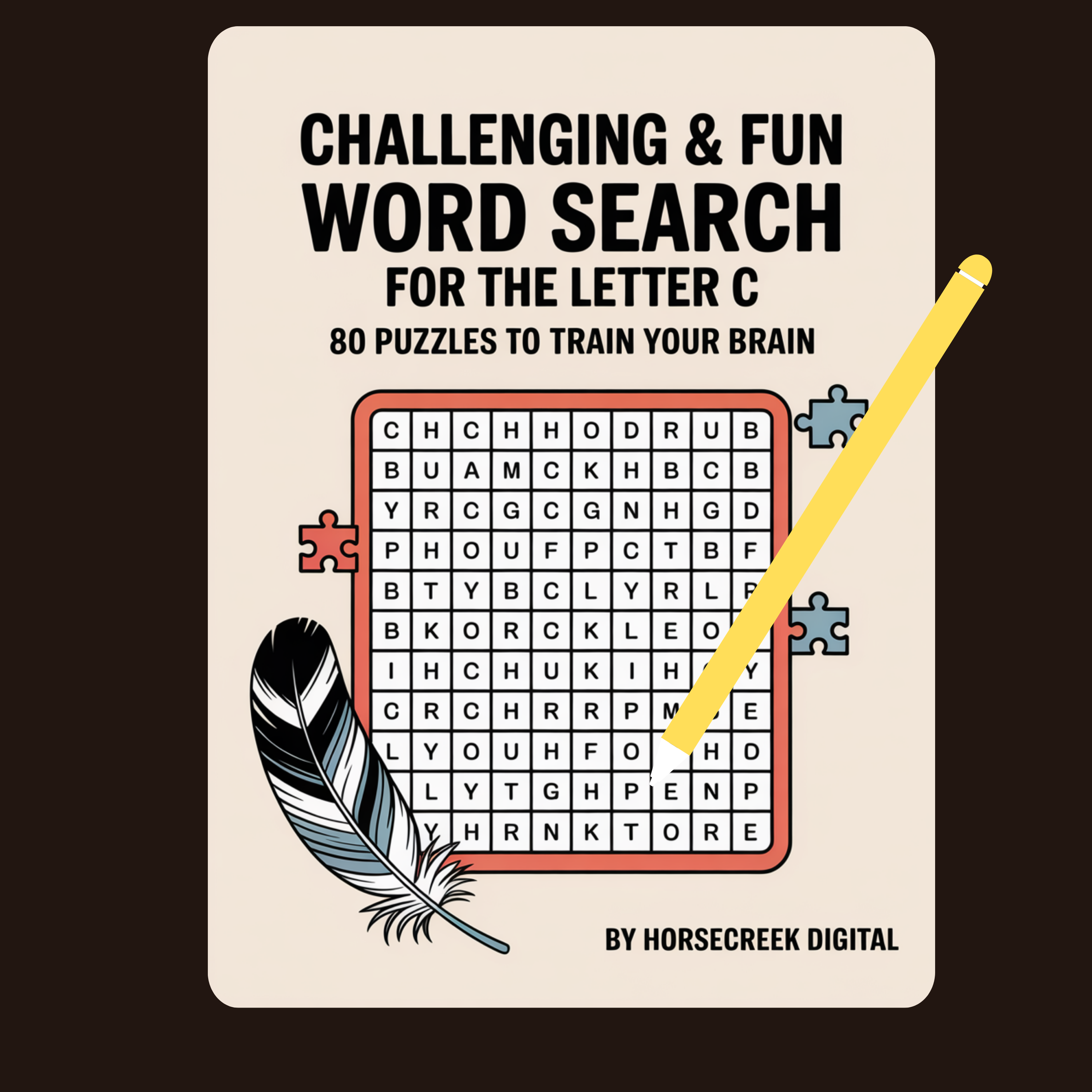 Challenging Word Search Puzzle Book for Kindle Scribe – 80 Write-On Brain Training Puzzles for Adults