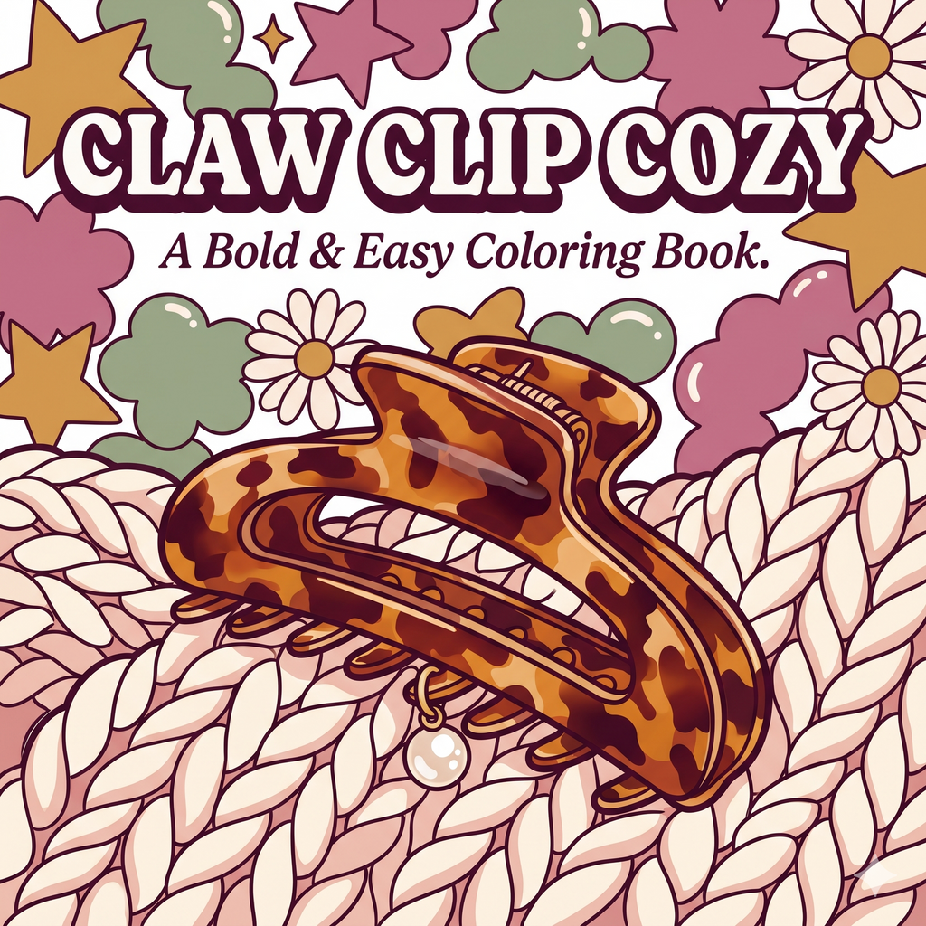 Claw Clip Cozy: A Bold & Easy Coloring Book — Hair Claw Clip Coloring Pages for Adults