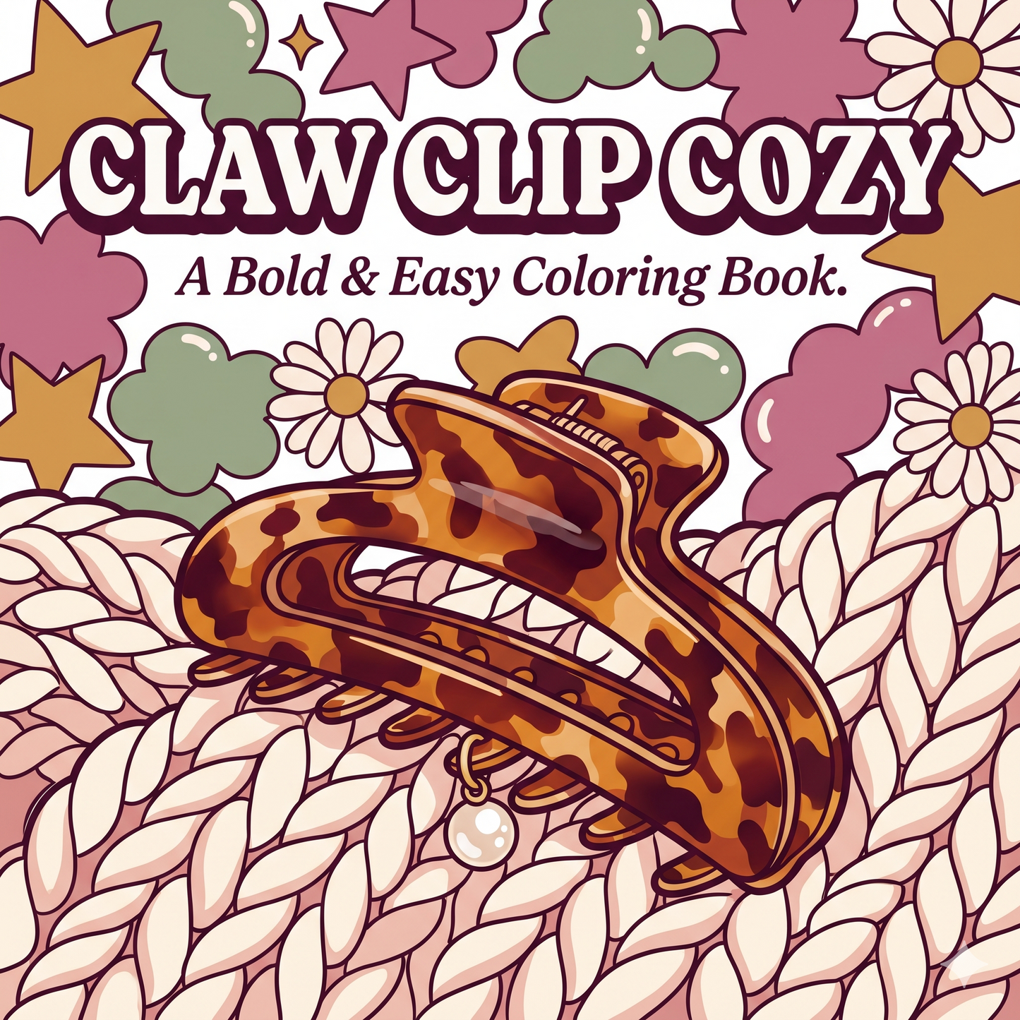 Claw Clip Cozy: A Bold & Easy Coloring Book — Hair Claw Clip Coloring Pages for Adults