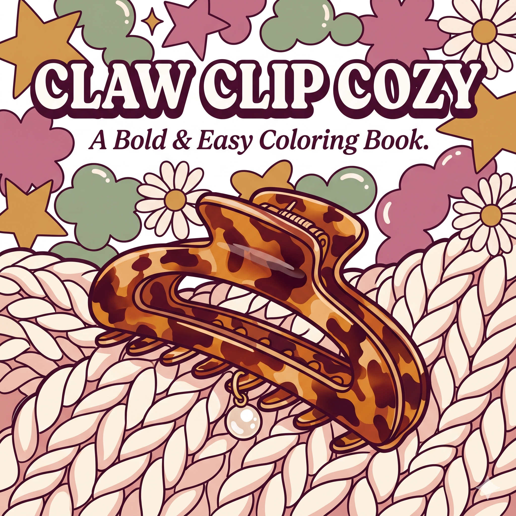 Claw Clip Cozy: A Bold & Easy Coloring Book — Hair Claw Clip Coloring Pages for Adults