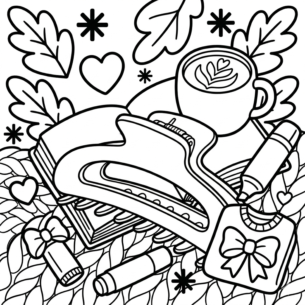 Claw Clip Cozy: A Bold & Easy Coloring Book — Hair Claw Clip Coloring Pages for Adults