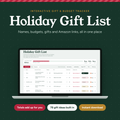 Interactive Christmas Gift List | Holiday Gift Budget Tracker with Gift Ideas | Digital Shopping Planner + Printable