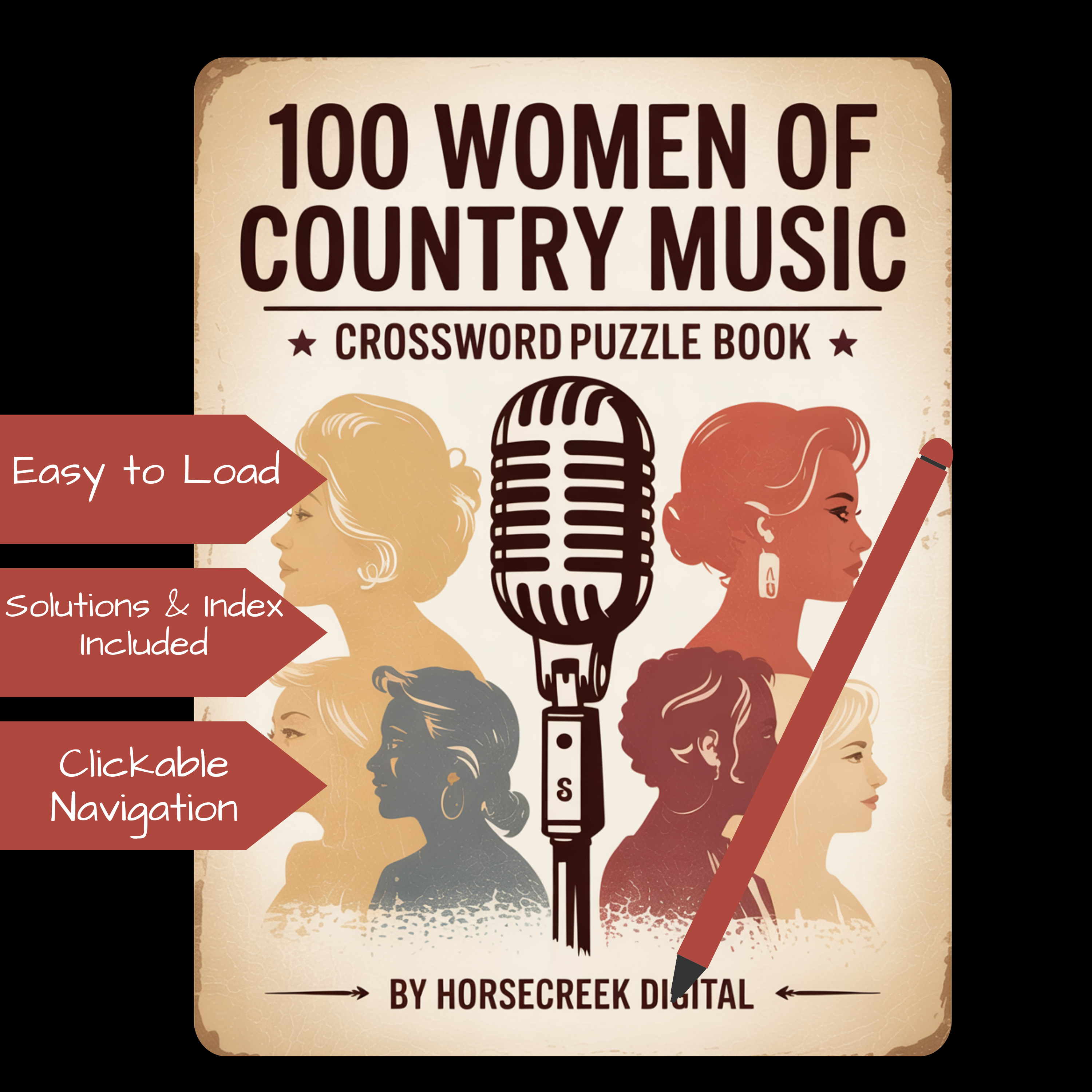 Women of Country Music Crossword Puzzles for Kindle Scribe – 100 Write-On Puzzles (Patsy Cline, Loretta Lynn, Carrie Underwood & More)