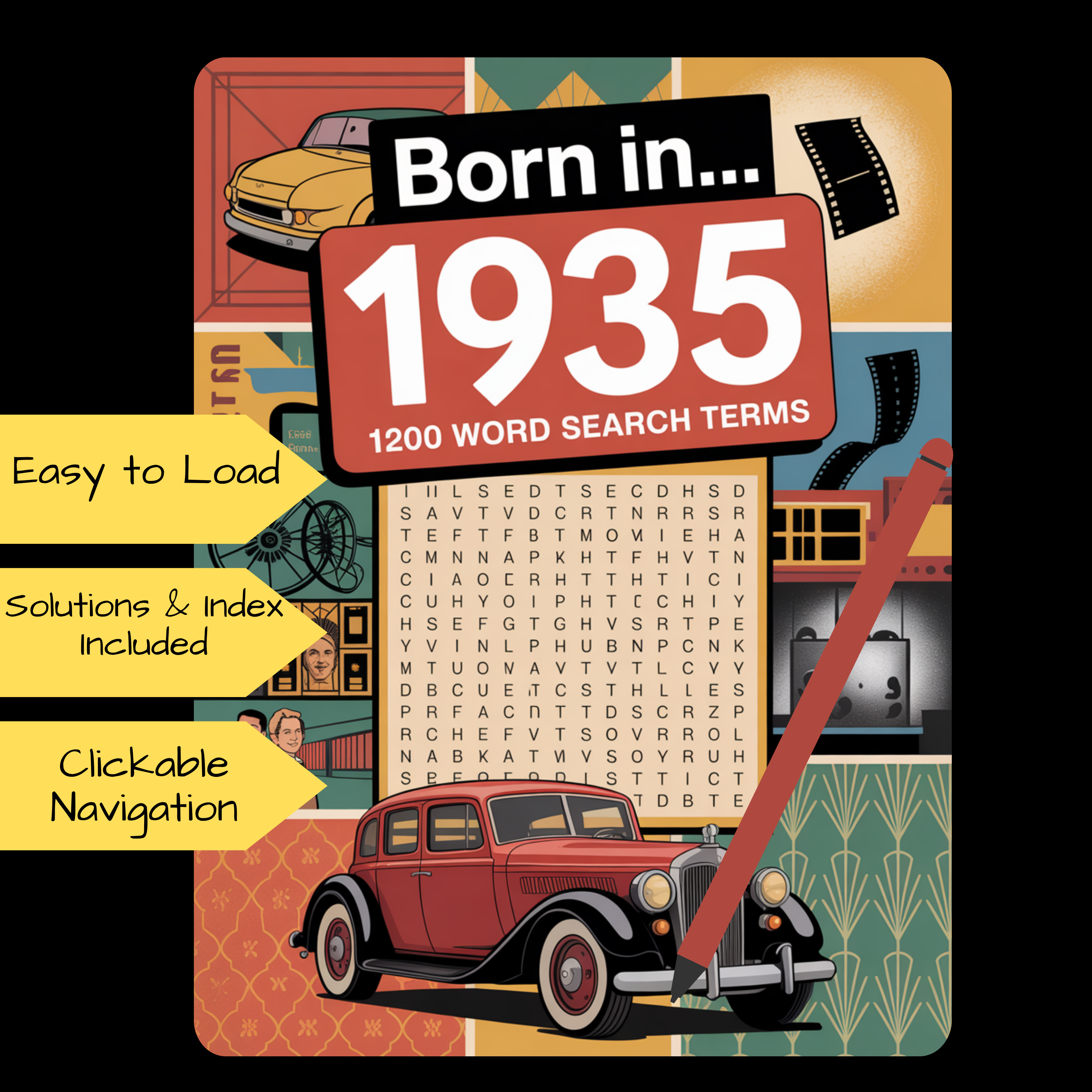 Born in 1935 Word Search Puzzle Book for Kindle Scribe – 90th Birthday Nostalgic Puzzles (Write-On Edition)