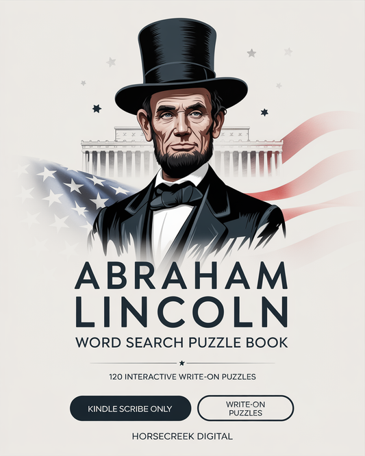 Abraham Lincoln Word Search Puzzle Book – Kindle Scribe Edition  120 Interactive, Write-On Word Search Puzzles