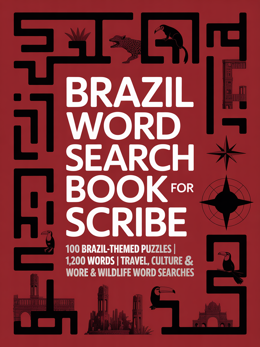 Brazil Word Search Book for Kindle Scribe | 100 Brazil-Themed Puzzles | 1,200 Words | Travel, Culture & Wildlife Word Searches