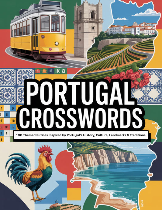 Digital Download: Portugal Crossword Puzzle Book • 100 Themed Crosswords • Portugal Landmarks, Food, Culture & Travel Puzzles • Gift for Puzzle Lovers