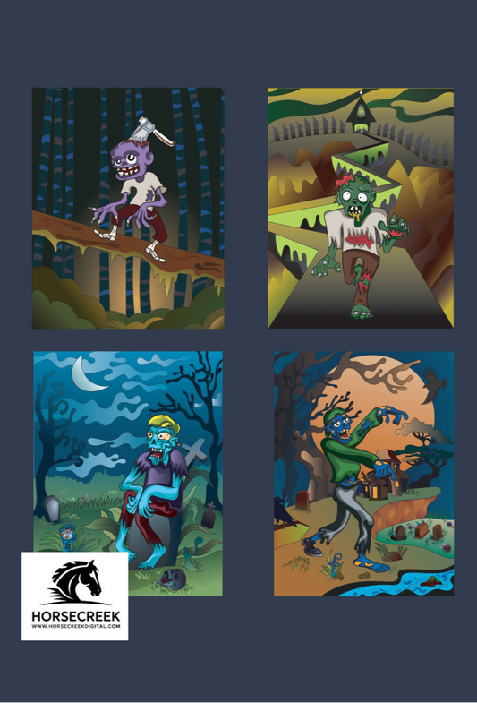 Creeping Dread: A Zombie Coloring Adventure in Forests & Graveyards